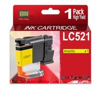 CVT - LC-521 / LC521 / LC521XL Cartucho de Tinta Pigmentada Compatible con Brother DCP-J1260W / DPC-J1310DW / DCP-J1360DW / DCP-J1460DW (Amarillo)