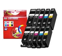 CVT - Pack 10 Cartuchos de Tinta PGI-570XL / CLI-571XL Compatible con Canon Pixma TS5050 TS5051 TS5055 MG5750 MG6850 MG5751 MG5700 MG5753 MG6851 MG6852