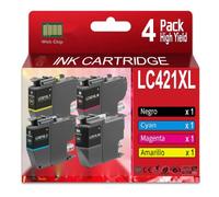 CVT - Pack 4 LC421XL / LC421XLVAL Cartuchos De Tinta Reemplazo Compatibles con Brother DCP-J1050DW MFC-J1010DW DCP-J1140DW