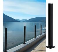 Cvter Poste Para Barandilla de Vidrio Negra: 100cm de Balaustrada de Cubierta de Vidrio Sin tapa con Ranuras para Cubiertas, Escalones, Balcón, Piscina, Jardín, Escaleras. Acero inoxidable