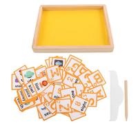 CVUTOVO 1 Juego Bandeja de Arena de Madera para Educativo Montessori de Escritura de Letras con Tarjetas para Aprendizaje y Desarrollo del Lenguaje