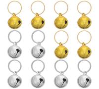CVUTOVO 12 Piezas Campanillas Metálicas para Mascotas de 16 Mm, Colgantes Abiertos en Color Dorado y Plateado, Mini Cascabeles para Collar de Perro y Gato, Accesorios para Entrenamiento y