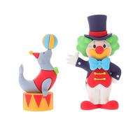 CVUTOVO 2 figuras de payasos de circo: Mini figuras de focas acróbatas de circo - Recuerdos de fiesta de carnaval de payasos para estantes de guardería, pasteles de cumpleaños y centros de mesa