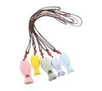 CVUTOVO 5 silbatos de cerámica para niños con forma de pez, pequeño y bonito colgante de silbato de porcelana con forma de pez, mini sonajero con cordón para rellenar bolsas de regalo de fiestas
