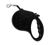 CVUTOVO 5m Correa Retráctil para Perros de Metros Estampado de Huellas Cuerda de Poliéster Negra para Caminatas Largas Parques y Espacios Abiertos