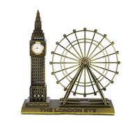 CVUTOVO Adorno de Aleación de Zinc Big Ben y London Eye Dorado, Estatua Realista para Decoración Versátil de Escritorio y Armario, Recuerdo de Viaje a Londres