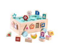 CVUTOVO Bloques de Construcción de Madera Natural Juguete Educativo Cognitivo para Preescolar Puzzle de Encaje para Desarrollo de Inteligencia y Coordinación Mano-Ojo