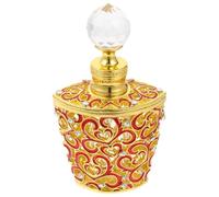 CVUTOVO Botella de Perfume Recargable para Almacenamiento de Aceites Esenciales y Líquidos de 10ml en Vidrio y Metal Estilo Árabe Vintage Pintada a Mano Decorativa para Viaje