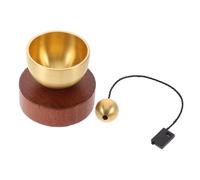 CVUTOVO Cuencos Mini de Latón con Base de Madera Natural, Juego Portátil para Meditación y Yoga, Instrumento Sonoro Relajante para Mindfulness y Bienestar, Set Compacto para Práctica
