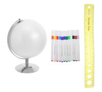 CVUTOVO Kit de Globo Terráqueo, Globo Terráqueo Decorativo de Pie, Esfera en Blanco de 15cm, con Soporte de Hierro, para Creación Personalizada y Exposición de Sobremesa, Color Aleatorio