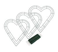 CVUTOVO Marco Floral de Metal en Forma de Corazón 30 Cm Verde, 3 Piezas Alambre de Hierro para Guirnaldas DIY, Soporte Decorativo para Boda, Hogar y Manualidades