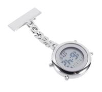 CVUTOVO Reloj Digital de Bolsillo Pin de Solapa, Aleación y Vidrio, Plata | 1 Pieza, Clip de Broche Alfiler Trasero, para Bata y Guardia Diaria