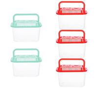 CVUTOVO Tanques para Peces Portátiles 5 Piezas, Contenedores de Transporte de Plástico Transparente 5.3x3.4x2.8 Pulgadas, Acuario Pequeño para Viajes y Transporte de Color