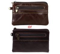 CVZJ Bolso retro de piel auténtica para tarjetas de visita, tarjetas postales, almacenamiento de notas para el día del padre, regalos del día de la, Brown, approximately 3" for x 5" L inches