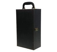 CVZJ Caja de piel para botella de vino, bolsa de lujo, 2 botellas de vino champán, para asa de transporte de piel, Black, app.35x20x12cm/13.78x7.87x4.72in