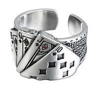 CVZJ Cool Playing Cards - Banda ajustable abierta con el dedo, regalo de joyería para hombres, Approx.17mm/0.67inch, Metal