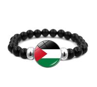 CVZJ Pulsera de moda Palestina para hombre y mujer Pulsera de cuero trenzado multicapa Joyería Pulsera de campaña, approx.18+7cm/7.09+2.76in, Cuero/vidrio