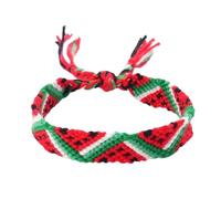 CVZJ Pulsera geométrica hecha a mano con patrón de sandía, pulsera tejida ajustable de algodón para mujer, Approx. 5.51inch(14cm), Algodón