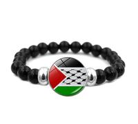 CVZJ Pulsera Palestina de moda para hombres y mujeres, pulseras de cuero trenzado de varias capas, approx.18+7cm/7.09+2.76in, cuero/cristal