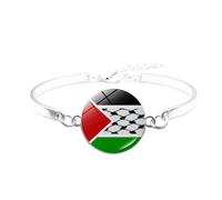 CVZJ Pulsera Palestina de moda para hombres y mujeres, pulseras de cuero trenzado de varias capas, approx.18+7cm/7.09+2.76in, cuero/cristal