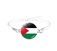 CVZJ Pulsera Palestina de moda para hombres y mujeres, pulseras de cuero trenzado de varias capas, approx.18+7cm/7.09+2.76in, cuero/cristal