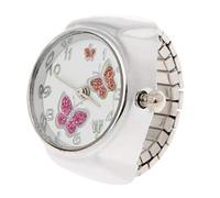 CVZJ Reloj analógico de dedo para mujer con mariposa elástica para aleación de plata, plata, 20mm(0.87in)(approx)