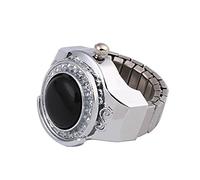 CVZJ Reloj de dedo redondo de 20 mm, joyería moderna, Plata y negro, approx 20mm