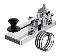 CW Telegraph Key - Llave de código Morse clásica de acero inoxidable para servicio pesado, jamón de radio de onda corta, manillar oscilador de práctica de telegrama, llave recta (plata)