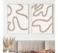 CWBLYZ 2 Piezas-Geometría Abstracta Cepillo Línea Formas Boho Lienzo Cartel Arte Mural Pintura Impresión Imagen Sala de Estar Dormitorio Cocina Decoración de Oficina-60 * 70cm (sin marco)