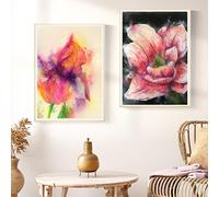CWBLYZ 2 Piezas-Mundo Floral Colorido Cartel Botánico Impresión de Lienzo Acuarela Pintura de Arte Mural Flor Silvestre Imagen Moderna Sala de Estar Dormitorio Cocina Decoración-60 * 70cm (sin marco)
