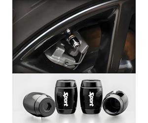 CWCHUHAI 4 Piezas Tapa de Válvula de Neumático para Porsche Macan I, Cubrepolvo de Aluminio para Rueda de Coche - Impermeable y Resistente,Black