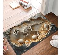 CWCMZDH 3D de Fósiles de Dinosaurios Patrón de la Puerta Frontal de la Estera Antideslizante al Aire Libre de Secado Rápido Felpudo Jardín de la Entrada del Garaje de Alfombra