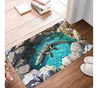 CWCMZDH 3D Ilusión de Cocodrilo Frente a la Piscina de la Puerta Estera Antideslizante al Aire Libre de Secado Rápido Felpudo de la Cocina Balcón de Entrada Alfombra de la Alfombra