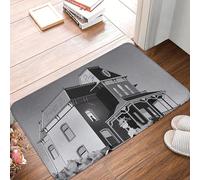 CWCMZDH Alfred Hitchcock Psico Ilustración por Burroi Antideslizante Estera del Piso Estera Alfombra de Cocina Entrada de la Casa Balcón de Bandolero Esteras