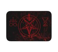 CWCMZDH Baphomet Leviatán De La Cruz Frente A La Puerta del Piso De Alfombras De Entrada Interior Demonio Satánico Cocina Baño Felpudo Garaje De Alfombras Y Tapetes