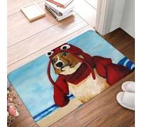 CWCMZDH Corgi En La Playa Antideslizante Estera Estera en el Piso Antidesgaste de Alfombras y tapetes para Cocina Entrada de la Casa de Habitación de Bandolero Esteras