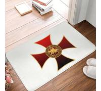 CWCMZDH Costumbre De Los Caballeros Templarios Sello De La Cruz Frente A La Puerta De La Estera Antideslizante Interior Absorbente Cruzado La Estera del Jardín De La Entrada del Garaje De Alfombra