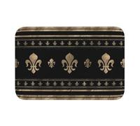 CWCMZDH De Lujo De La Flor De lis En Oro Y Negro Frente A La Puerta De La Estera De Interior De Flor De lis Fleur-De-LYS, Un Tapete De Jardín En La Entrada del Garaje De Alfombra