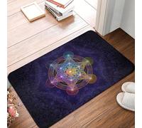 CWCMZDH del Cubo de metatrón Merkabah Puerta Estera Antideslizante Interior Absorbente de la Flor de la Vida Felpudo de la Cocina Balcón de Entrada Alfombra de la Alfombra
