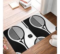 CWCMZDH En Blanco y Negro de Raquetas de Tenis en Rayas de Fondo Antideslizante Estera Estera en el Piso de la Entrada de la Casa Sala de Estar de Bandolero Esteras