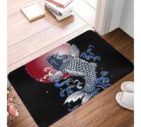 CWCMZDH Japonés De La Carpa Koi Peces Frente A La Puerta De La Estera Antideslizante Impermeable Al Aire Libre De La Estera del Balcón En La Cocina De Entrada Alfombra De La Alfombra