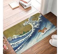 CWCMZDH Lindo Perro Salchicha Weiner Perro Surf Piso del Frente De La Puerta De Entrada De La Estera Al Aire Libre Cachorro Baño De Onda De La Cocina Felpudo Garaje De Alfombras Y Tapetes