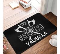 CWCMZDH Morir En La Batalla E IR A Valhalla Vikingos Puerta Estera Antideslizante Impermeable Al Aire Libre De La Estera del Balcón En La Cocina De Entrada Alfombra De La Alfombra