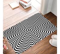 CWCMZDH Negro Blanco Geométricas Ilusión de la Puerta de Piso de Cocina, alfombras de Baño Anti-Slip Interior 3D Trampa de un Tapete de Entrada del Jardín Alfombra de Bandolero