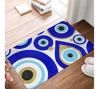 CWCMZDH Personalizado Mal De Ojo Encantos En Blanco Felpudo De La Entrada del Cuarto De Baño De La Cocina del Piso De La Puerta Esteras Nazar Dormitorio con Balcón Alfombra De Bandolero