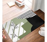 CWCMZDH Sage, Blanco y Negro, Retro, Abstracto Boho Diseño Crecimiento Antideslizante Estera Estera en el Piso de la Entrada de la Casa Habitación de Bandolero Esteras