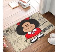 CWCMZDH Vintage Mafalda Manga Piso del Frente De La Puerta De Entrada De La Estera Al Aire Libre Quino Cómica De Dibujos Animados De Baño De La Cocina De La Estera del Jardín De Alfombras Y Tapetes