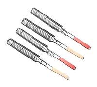 CWCQGH 4 cestas para Asar Reutilizables, duraderas, anticorrosivas, con Mango de Madera, para Barbacoa, para compañeros de Trabajo.