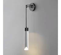 CWCQGH Aplique de Pared de Tubo Largo de Cobre, lámpara de latón Negro con Pantalla de Cristal, luz LED de 12 W, Moderno, para mesita de Noche o Pasillo.