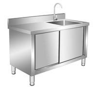 CWCQGH Fregadero Exterior de Acero Inoxidable con Mueble, lavamanos móvil para Cocina y Taller, Fregadero Independiente de 1 cubeta con Grifo, Ideal para Uso gastronómico y,One Color-100x50x80cm